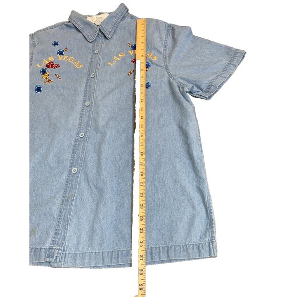 VTG Las Vegas Embroidered Casino Chip Gamble Button Shirt VS Collection Size XL - Picture 3 of 16